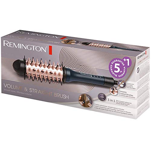 Remington Volume & Straight CB7A138 - Cepillo Alisador, Cerámica, Tecnología Antiestática, Crea Volumen, Negro y Rosa