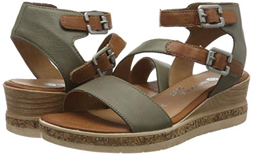 Remonte D3052, Sandalias de Gladiador para Mujer, Verde (Forest/Cayenne 54), 38 EU