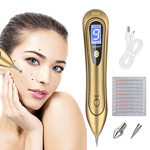 Removedor de manchas de piel, bolígrafo de eliminación de topo, 9 niveles de fuerza, USB portátil recargable para eliminación de verrugas faciales, pecas, nevus y pequeño tatuaje
