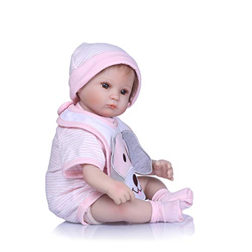 Renacer De La Muñeca, Cuerpo De Silicona De Bebé Hecha A Mano 42Cm Completa, Realista Suave Vinilo Recién Nacidos Bebés Reborn Baby Dolls Real De Edad 3,Rosado