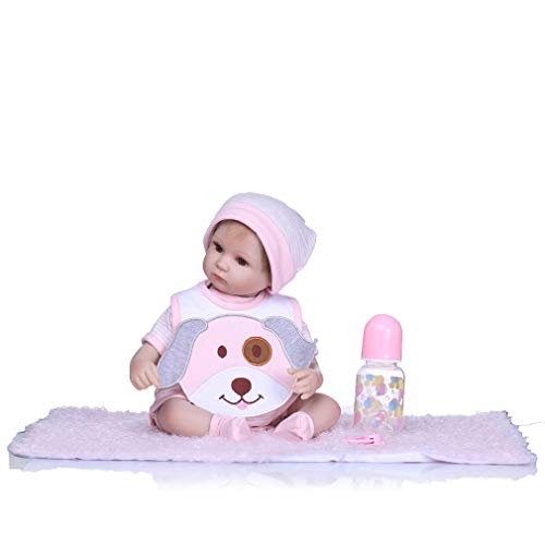 Renacer De La Muñeca, Cuerpo De Silicona De Bebé Hecha A Mano 42Cm Completa, Realista Suave Vinilo Recién Nacidos Bebés Reborn Baby Dolls Real De Edad 3,Rosado