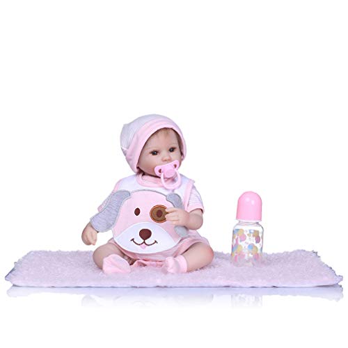 Renacer De La Muñeca, Cuerpo De Silicona De Bebé Hecha A Mano 42Cm Completa, Realista Suave Vinilo Recién Nacidos Bebés Reborn Baby Dolls Real De Edad 3,Rosado