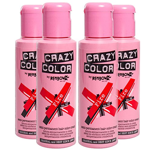 Renbow - Crazy Colour - Cremas de color semi-permanente para el cabello, 100 ml, 4 unidades