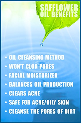 Renewalize Aceite de semilla de cártamo Hidratante Facial - 4 Oz. Cristal Oscuro botella con cuentagotas | Linoleico alta Régimen Suero Facial para el acné y la piel grasa 4 onzas