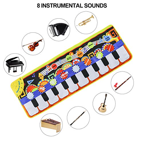 RenFox Alfombra de Piano, Alfombra Musical de Teclado, 5 Modes & 8 Sounds Touch Juego Musical para niños Regalo(110 * 36 cm)