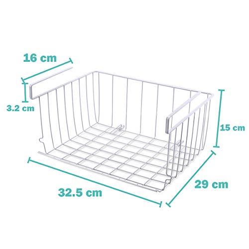 RenFox Cesta Colgante de Metal, Organizador de Cesta Colgante, Cesta de Almacenaje Estante Colgante de Cocina Canasta de Metal de Almacenamiento para Cocina Armario Oficina Baño Juego de 2