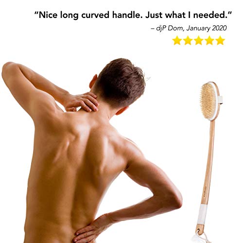 Rengöra Depurador trasero MANGO LARGO Cepillo de baño o ducha de cerdas naturales. Los hombres aman esto! ¡Hace un gran regalo!