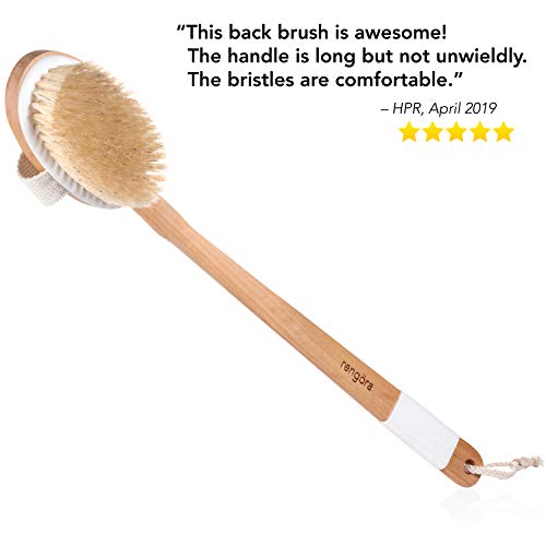 Rengöra Depurador trasero MANGO LARGO Cepillo de baño o ducha de cerdas naturales. Los hombres aman esto! ¡Hace un gran regalo!