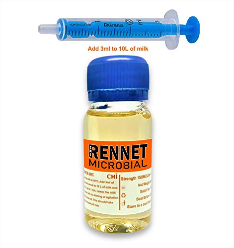 RENNET - líquido microbiano coagulante ideal de 50 ml; añadir 2 ml por cada 10 l de leche