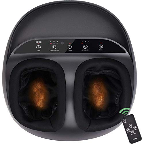RENPHO Masajeador de Pies con Control Remoto, Eléctrico Masaje Shiatsu con Calor Infrarrojo, Rodillos y Compresión de Aire, para Casa Oficina Uso Aliviar La Fatiga, Intensidad Regulable
