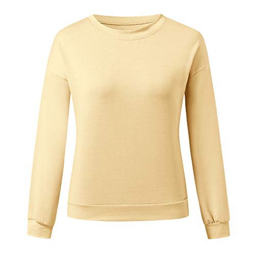 ReooLy Suéter, Sudadera con Capucha y Estampado navideño de Manga Larga para Mujer(Amarillo，S)