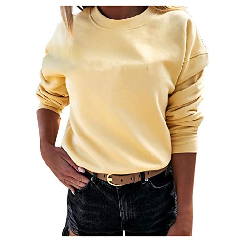 ReooLy Suéter, Sudadera con Capucha y Estampado navideño de Manga Larga para Mujer(Amarillo，S)