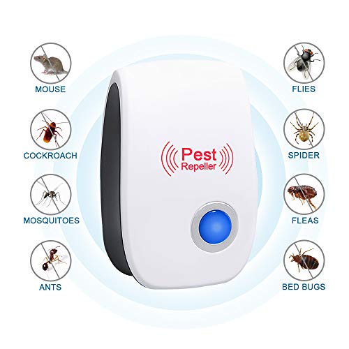 Repelente Ultrasónico de Plagas, 6 Piezas Electrónico Repelente Mosquitos, Repelente Ultrasónico Interiores Repelente Control de Plagas para Mosquitos, Moscas, Arañas, Hormigas Hormigas