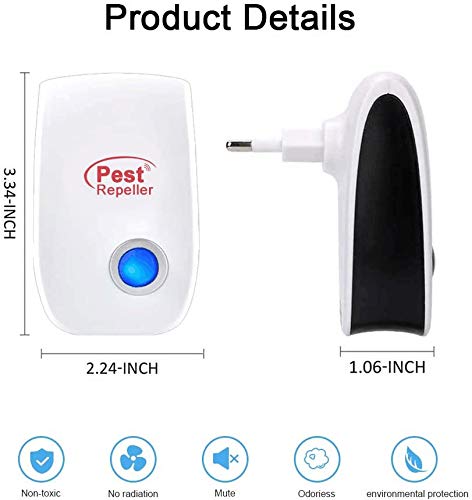 Repelente Ultrasónico de Plagas, 6Pack Plagas Control Interiores Repelente, Electrónico Ahuyentador Alta Potencia, Repelente Mosquitos Para Mosquitos, Moscas, Ratones, 100% Inofensivopara Humanos (6)