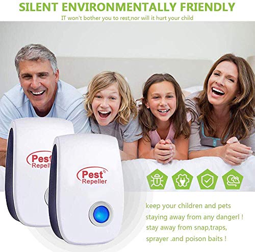 Repelente Ultrasónico de Plagas, 6Pack Plagas Control Interiores Repelente, Electrónico Ahuyentador Alta Potencia, Repelente Mosquitos Para Mosquitos, Moscas, Ratones, 100% Inofensivopara Humanos (6)