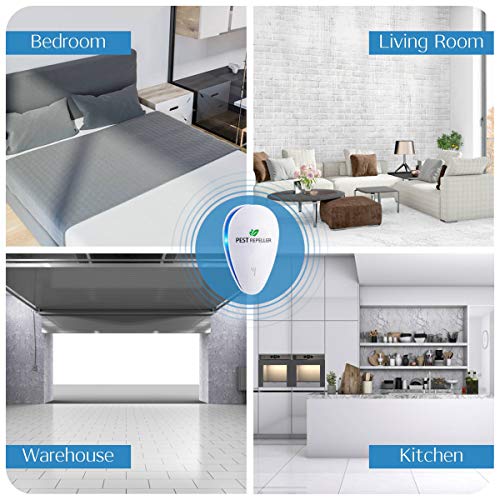 Repelente Ultrasónico Mosquitos, Control de Plagas para Las Ratas y Ratones, Cucarachas, Mosquitos, Moscas, Hormigas, Arañas, Insectos, Antimosquitos Eléctrico Extra Fuerte para Interiores (4-Pack)