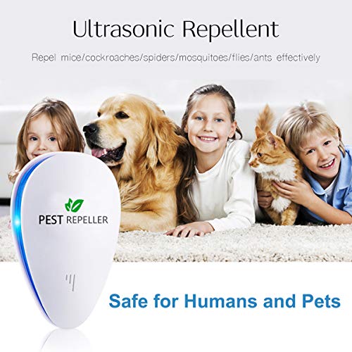 Repelente Ultrasónico Mosquitos, Control de Plagas para Las Ratas y Ratones, Cucarachas, Mosquitos, Moscas, Hormigas, Arañas, Insectos, Antimosquitos Eléctrico Extra Fuerte para Interiores (4-Pack)