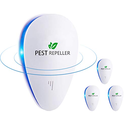 Repelente Ultrasónico Mosquitos, Control de Plagas para Las Ratas y Ratones, Cucarachas, Mosquitos, Moscas, Hormigas, Arañas, Insectos, Antimosquitos Eléctrico Extra Fuerte para Interiores (4-Pack)