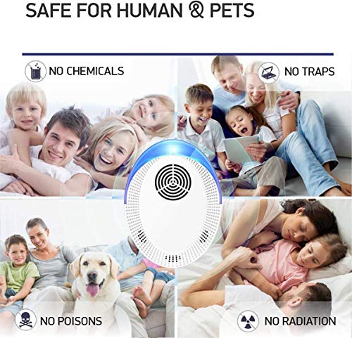 Repelente Ultrasónico Mosquitos Repelente Ultrasónico de Plagas Repelente Ultrasónico Control de Plagas para Cucarachas, Mosquitos, Moscas, Arañas, Hormigas, Ratas y Ratones 4 Pack