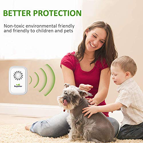 Repelente Ultrasónico Mosquitos,Control de Plagas para Las Ratas y Ratones,Cucarachas,Mosquitos,Moscas,Hormigas,Arañas,Insectos,Roedores,Antimosquitos Eléctrico Extra Fuerte para Interiores (4-Pack)