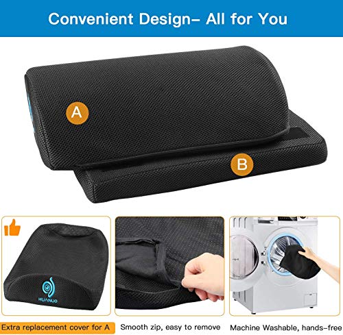 Reposapiés Ajustable con 2 Cojines de Pie Opcionales HUANUO, Taburetes Antideslizantes para Oficina, Hogar, Viaje