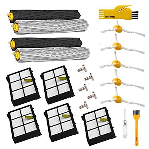 Repuestos para iRobot Roomba 800 805 850 860 865 866 870 871 880 886 890 891 895 896 900 960 965 966 980 aspirador robótico (5 cepillos laterales tornillos filtros 2 extractores individuales)