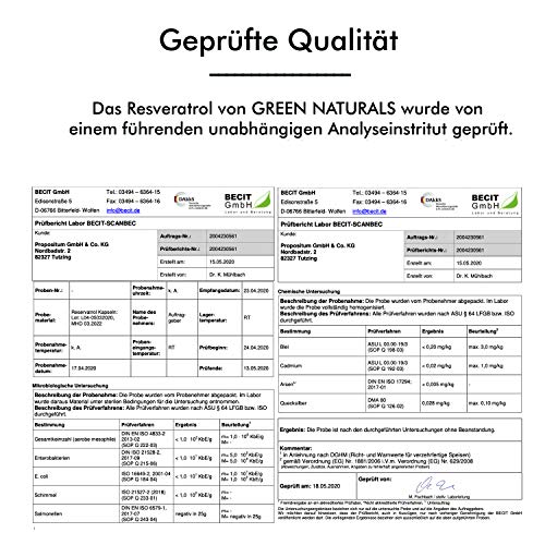 Resveratrol (60 cápsulas de 500mg) - 98% Extracto de raíz de Fallopia Japonica - Producción alemana - 100% Vegano y sin aditivos