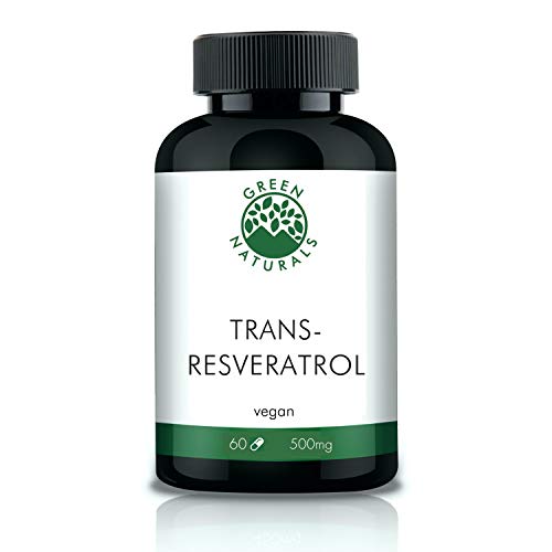 Resveratrol (60 cápsulas de 500mg) - 98% Extracto de raíz de Fallopia Japonica - Producción alemana - 100% Vegano y sin aditivos