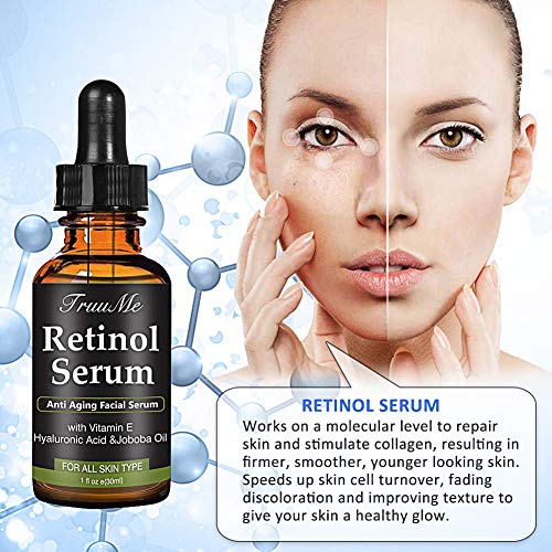 retinol Serum, ácido hialurónico Serum, Anti-Arrugas de Serum, anti-edad Serum con 2,5% retinol, ácido hialurónico y Vitamina E – para Wrinkles, Fine Lines y piel hydrat miniaturización (30ml)