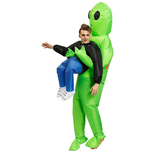 Reuvv - Disfraz de alienígena verde que lleva a un humano, inflable, para cosplay, fiestas, Halloween, poliéster, Verde, L-adult