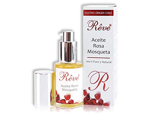 REVE Aceite Rosa Mosqueta Puro - 30 ml - Orgánico - Prensado en Frío - 100% Natural - Origen Chile - Envasado en UE - Cosmética natural sin parabenes.
