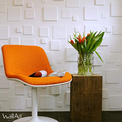 Revestimiento De Paredes 3D Squares 3m² | 12 Paneles Decorativos 3d de 50x50cm | Paneles Decorativos Para Pared WallArt, Papel Pintado 3d | Friso Para Pared, Paneles Acusticos, Panel De Pared 3d