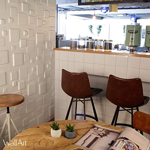 Revestimiento De Paredes 3D Squares 3m² | 12 Paneles Decorativos 3d de 50x50cm | Paneles Decorativos Para Pared WallArt, Papel Pintado 3d | Friso Para Pared, Paneles Acusticos, Panel De Pared 3d