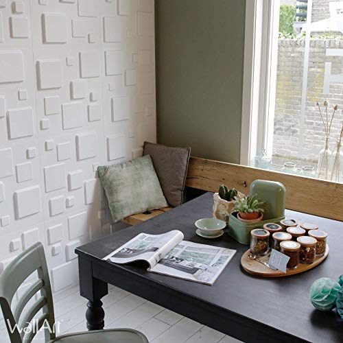 Revestimiento De Paredes 3D Squares 3m² | 12 Paneles Decorativos 3d de 50x50cm | Paneles Decorativos Para Pared WallArt, Papel Pintado 3d | Friso Para Pared, Paneles Acusticos, Panel De Pared 3d