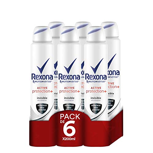 Rexona Active Pro+ Desodorante Antitranspirante Invisible Mujer - Pack de 6 x 200 ml (Total: 1200 ml)