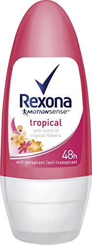 Rexona - Tropical, desodorante enroll - on, mujer, pack de 6 (6 x 50 ml)