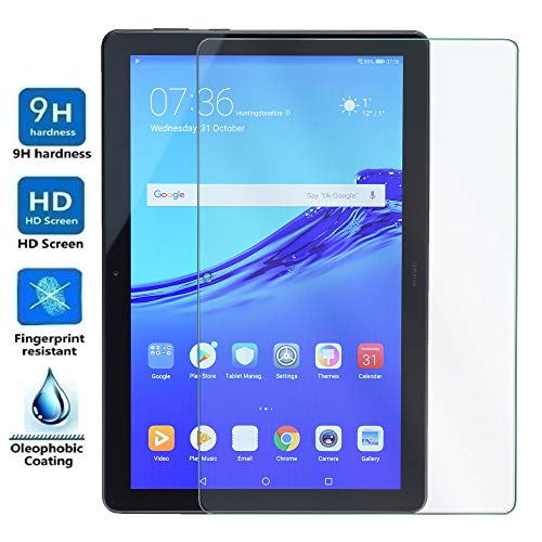 REY Protector de Pantalla para Huawei MEDIAPAD T5 10.1", Cristal Vidrio Templado Premium, Táblet