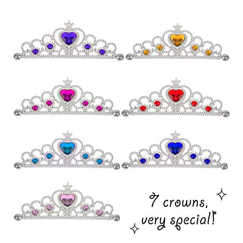 REYOK 7 Piezas Corona de Princesa Corona de Tiara Vestir Chicas Tiara Juguete Decoración de Diamantes de Imitación Vestirse Princesa Corona para la Fiesta