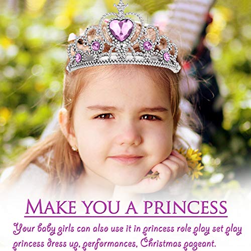 REYOK 7 Piezas Corona de Princesa Corona de Tiara Vestir Chicas Tiara Juguete Decoración de Diamantes de Imitación Vestirse Princesa Corona para la Fiesta
