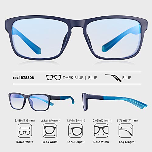 Rezi Gafas de ordenador Gafas Lectura para Protección contra Luz Azul - Alta Protección para Pantalla, Marco ultraligero | Luz anti-azul | 100% protección UV, Evita la Fatiga Ocular para PC, Móvil