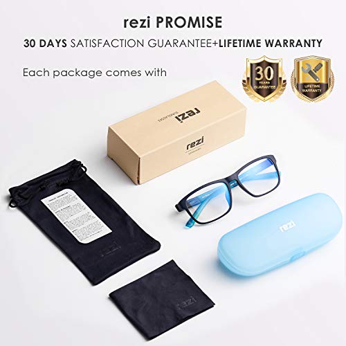 Rezi Gafas de ordenador Gafas Lectura para Protección contra Luz Azul - Alta Protección para Pantalla, Marco ultraligero | Luz anti-azul | 100% protección UV, Evita la Fatiga Ocular para PC, Móvil