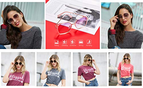 Rezi Gafas de Sol Mujer Polarizadas, Gafas de Sol Hombres y Mujeres Retro Vintage, Lente de nylon 100% protección UVA/UV 400, Marco Metal (8807-Onda-Rosa)