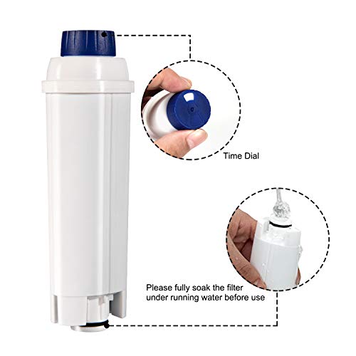 Rhodesy 4 Cafetera Automática Filtro para DeLonghi DLSC002, DeLonghi Filtro de Agua Cartuchosde Carbón Activado para De'Longhi ECAM ESAM ETAM BCO, Paquete de 4