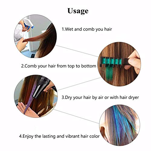 Richoose color tiza desechable instantáneo de larga duración tinte para el cabello cabello duradero Brillo de color crema para los fanáticos del partido DIY Cosplay 6PCS