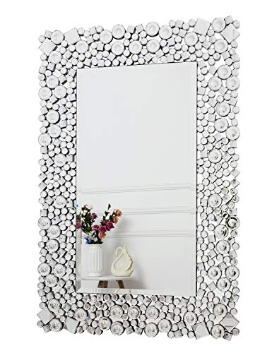 RICHTOP Espejo de Pared - Rectangular Crystal Jewel Mosaic Espejo montado en la Pared para Sala de Estar, Dormitorio, tocador 60cm x 90cm