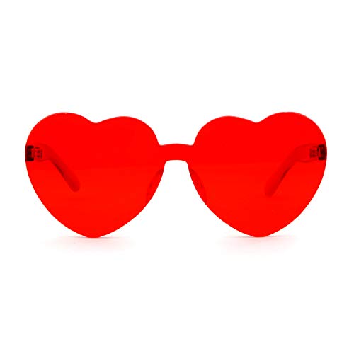 Rimless Gafas de sol con forma de corazón transparentes de una sola pieza Rojo rosso