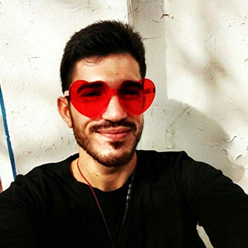 Rimless Gafas de sol con forma de corazón transparentes de una sola pieza Rojo rosso