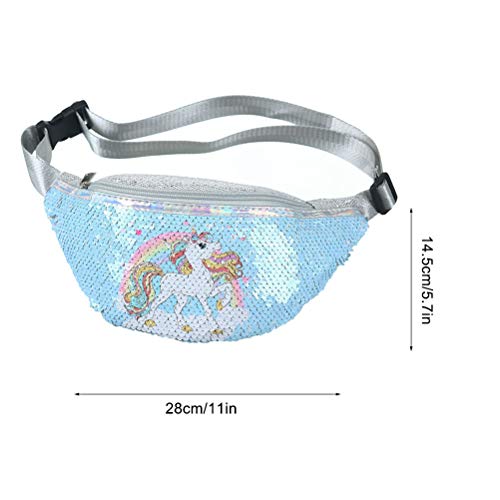 Riñonera con Purpurina para Niños, Riñonera con Lentejuelas Brillantes Riñonera con Cinturón Ajustable para Niños Deporte Correr, Acampar, Viajar