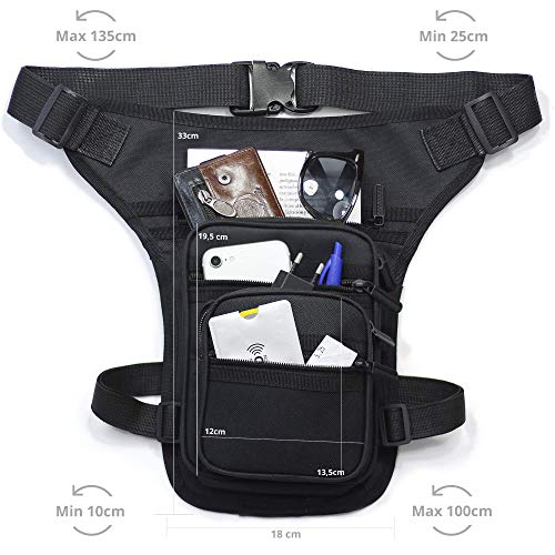 Riñonera Moto Pernera Moto Riñonera Pierna Moto (+5 Bolsillos) Bandolera Moto Riñonera Lateral Riñonera táctica Bolso Pierna Moto Pernera táctica Militar