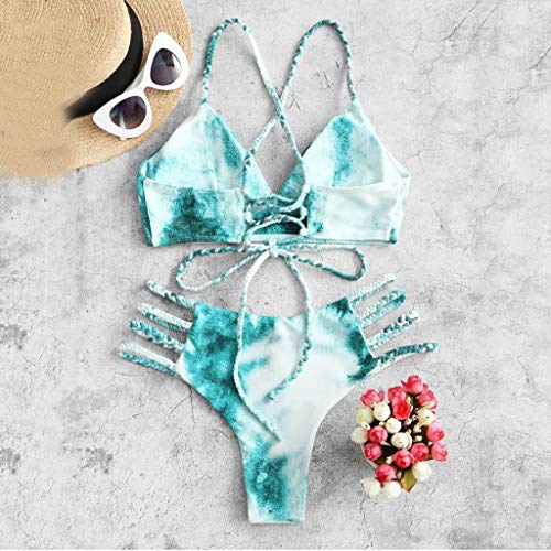 riou Bikini Conjuntos de Bikinis para Mujer Push Up Mujeres Traje de BañO Estampado Bohemio Dividido BañAdores con Relleno Tops y Braguitas Mujer 2019 brasileños vikinis (Rosado-1, M)